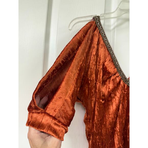 Yagi Large Velvet Velour Fairy Whimsical Witchy Punk Blouse Y2K orange blouse - Picture 7 of 8